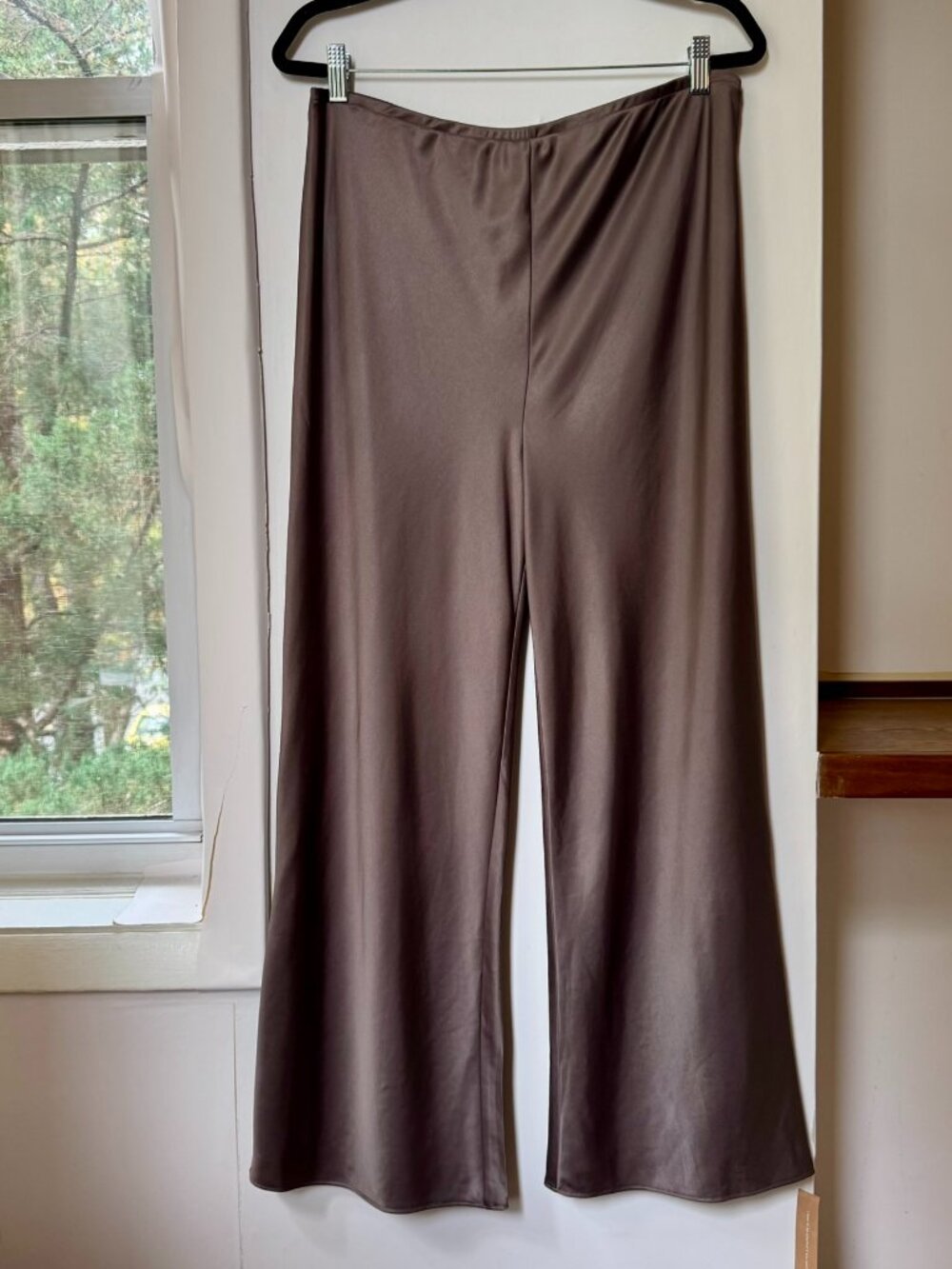 NWT Reformation Gale Satin Mid-Rise Bias Pants HEMMED XL
